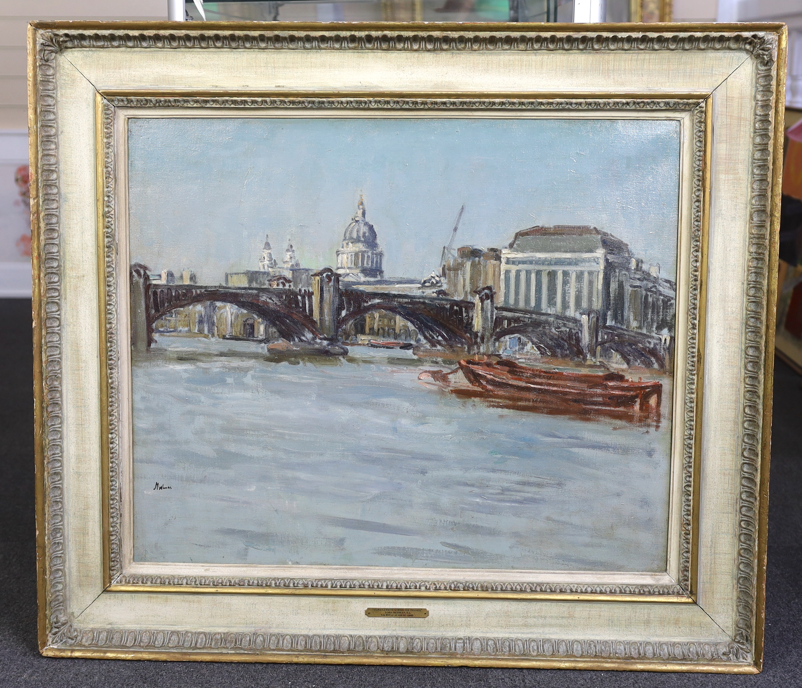 Lord Paul Ayshford Methuen R.A. (English, 1886-1974), 'St Paul's from across The Thames', oil on canvas, 63 x 76cm
